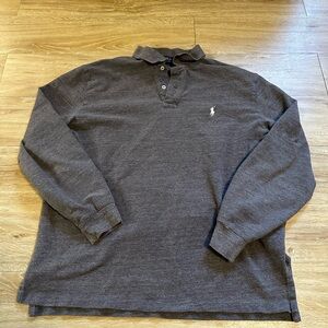 Vintage Polo Ralph Lauren Gray Quarter Zip Sweatshirt Men's XL Small Rip Bottom